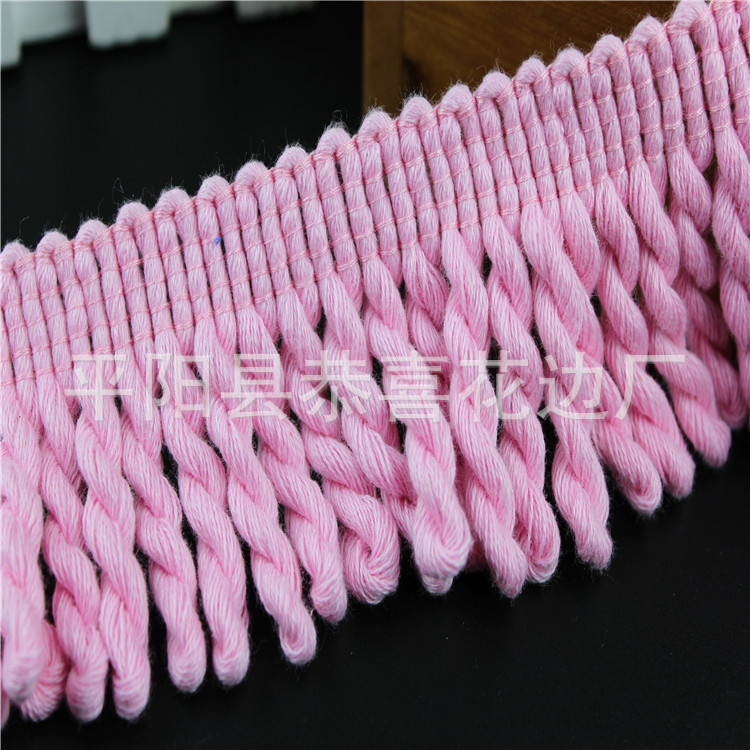 全棉粉色流苏绳