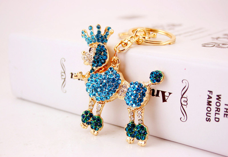 50g Weight Alloy, Metal Material Animal Pattern Unisex Gender Pink, Red, Blue, Gold Color Cute Crown Poodle Dog Key Chain 4