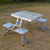 Outdoor folding table aluminum alloy conjoined portable stalls to promote camping barbecue tables and chair suits