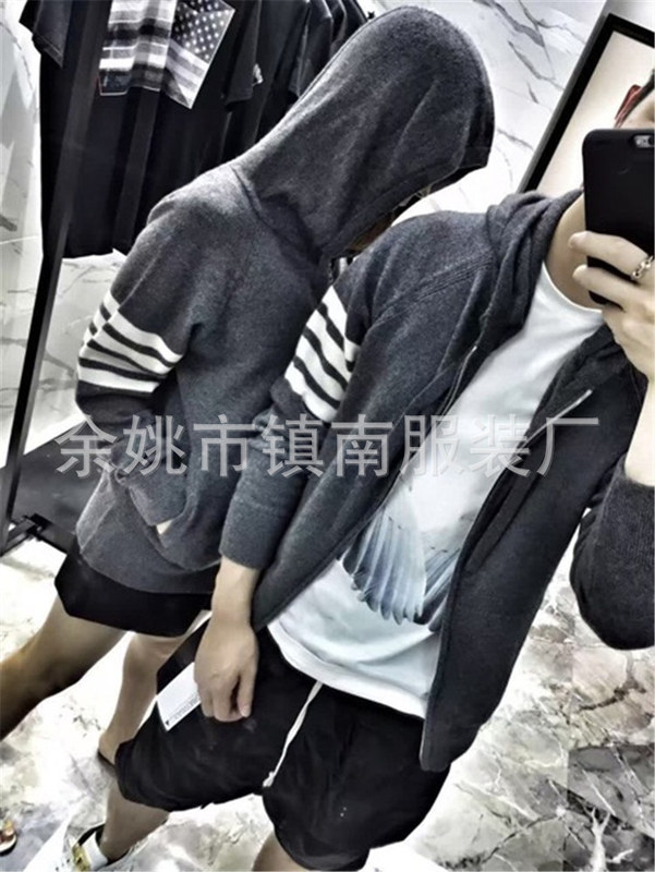 2016ss autumn and winter tb style knitted hooded zipper coat sweater hoodie wool sports suit for men and women