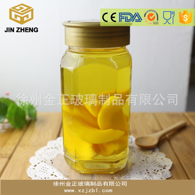 厂家批发定制550ml蜂蜜瓶花茶玻璃瓶密封罐