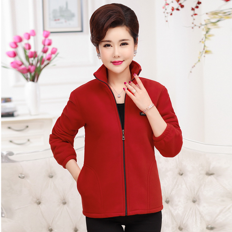 18 autumn winter new middle-aged and old women's fleece coat middle aged mother's sportswear leisure clothes factory wholesale