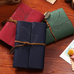 A6 leather-bound loose-leaf leaf notebook with strap notepad portable travel account book business records