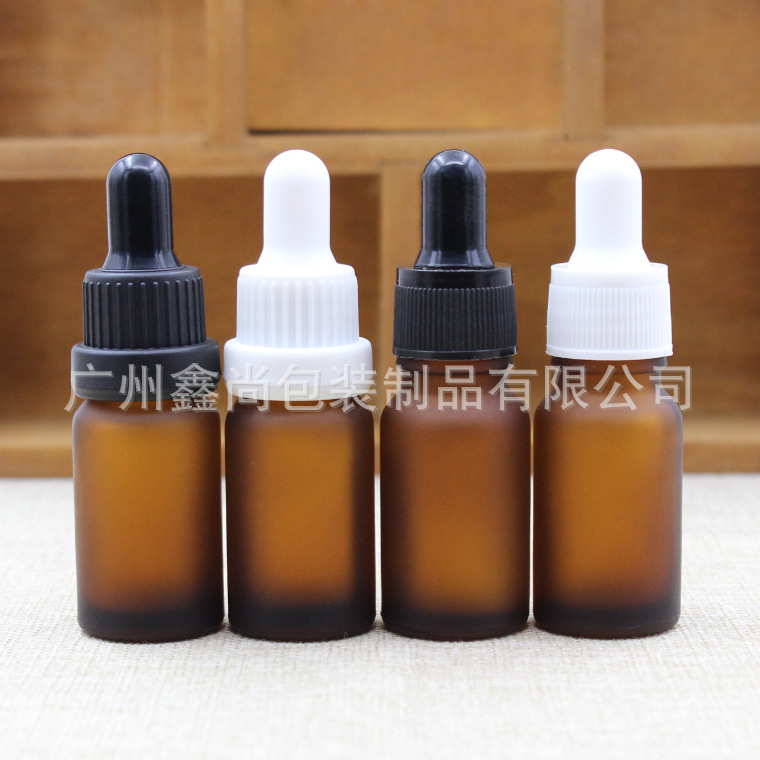 磨砂茶色精油瓶子10ml 塑料圈胶头滴管 螺口玻璃瓶 调配分装瓶