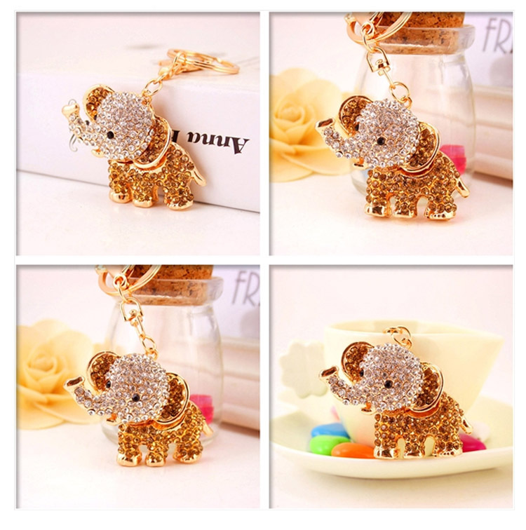 Creative Diamond Cute Cartoon Elephant Keychain display picture 19