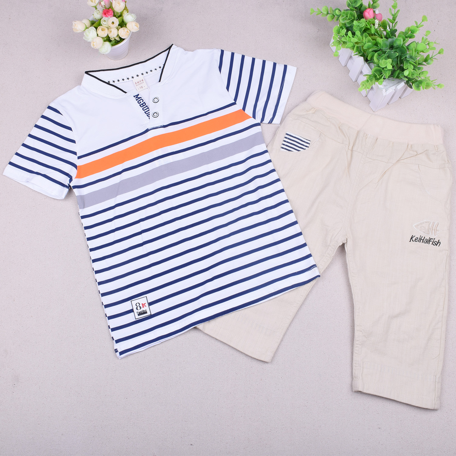 动漫童话-2016夏新 MLKD-22款条纹男童套装