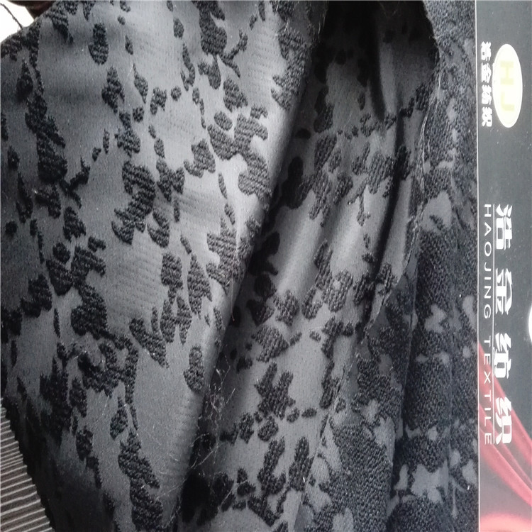 黑色雪呢儿梭织色织提花面料适用于服装装饰沙发布鞋子布