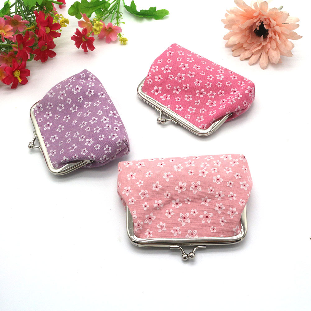 Cloth Material Women's Flower Cloth Lock Clasp Coin Purses