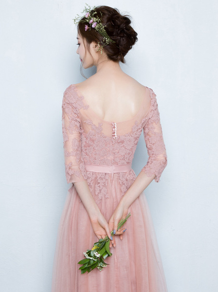 wedding dresses and bride long pink Bridesmaid Dress
