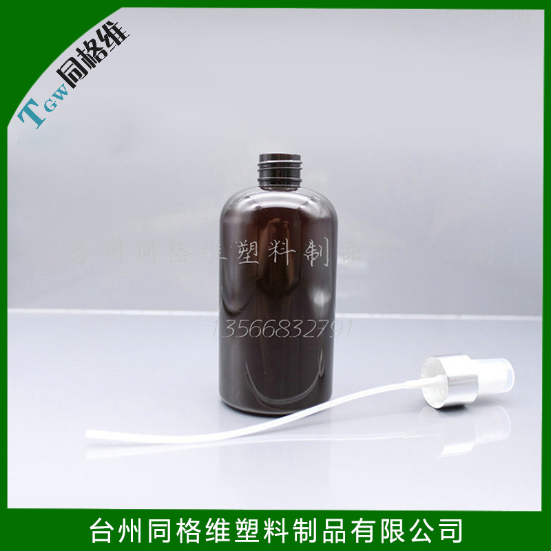 大容量300ml电化铝喷雾瓶 圆肩波士顿瓶 化妆品PET喷雾瓶