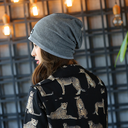 Korean version with edge patched hats for men and women, autumn and winter pullover hats, double-layer confinement hats, solid color cloth label piles, Baotou hats