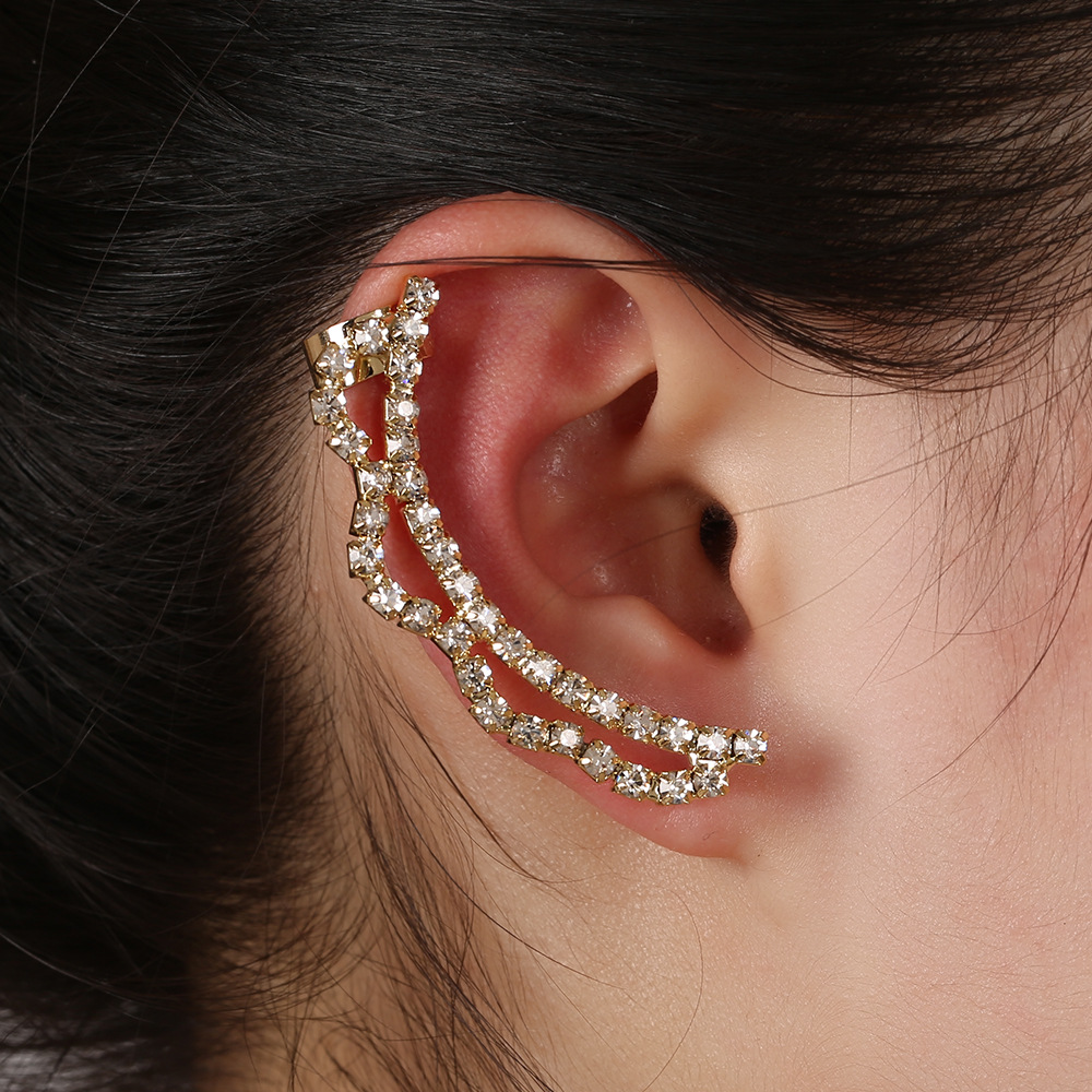 Clip De Oreja De Cristal De Diamante Completo Coreano display picture 2