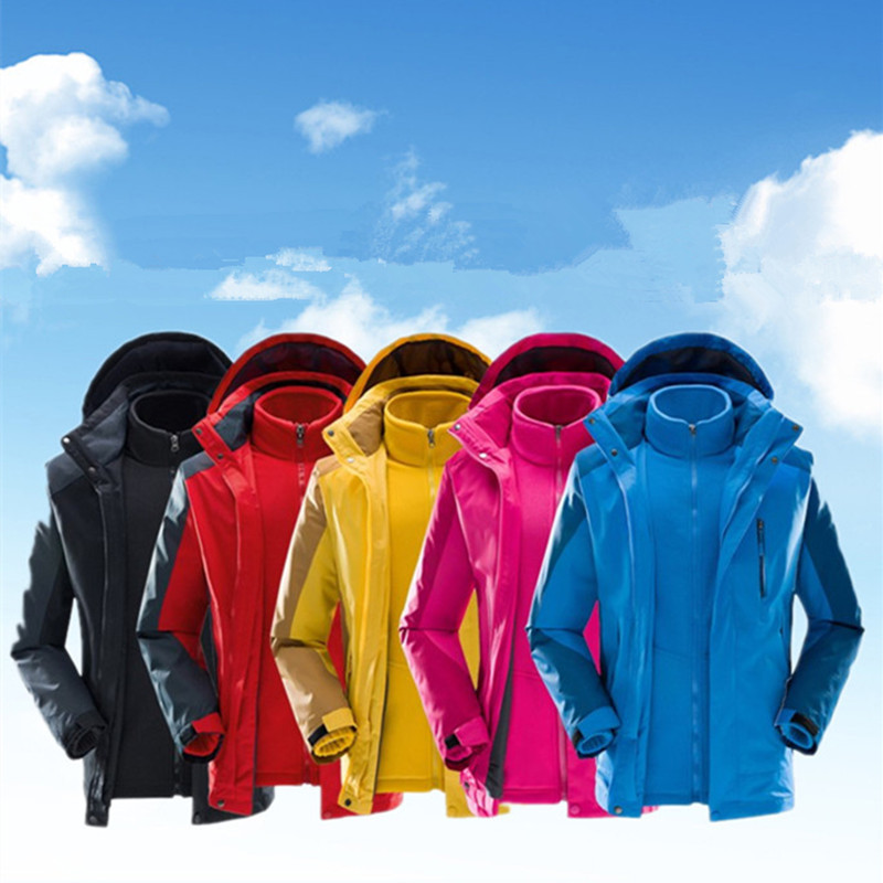 Factory wholesale three-in-one thickened jacket men and women couple Waterproof warm two-piece outdoor mountaineering suit men