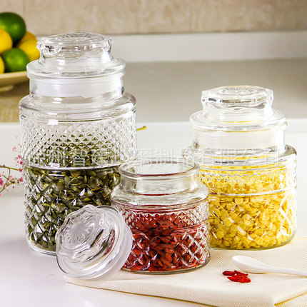 厂家批发玻璃储物罐 密封罐 糖果罐 钻石密封罐 玻璃罐