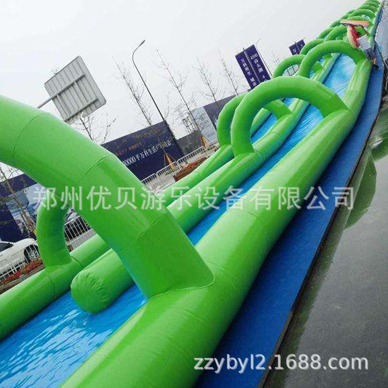 大型充气城堡水滑道越长旱地漂流户外活动项目百米滑梯移动水乐园