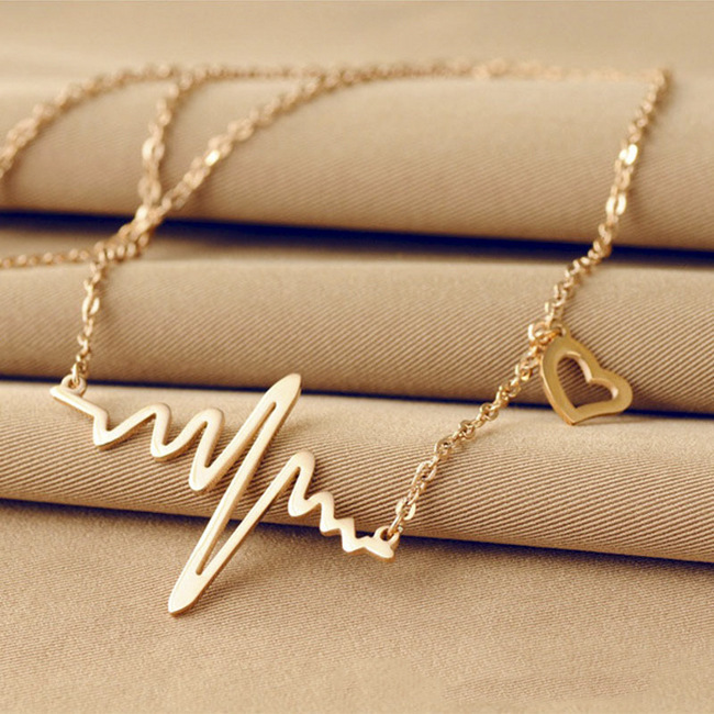 X182 Korean ECG necklace love-shaped imi...