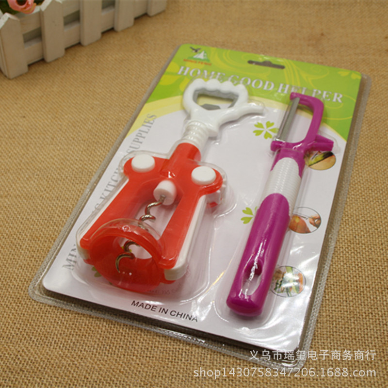 Venta al por mayor de fábrica multiusos abrebotellas pelador combinación traje vino tinto regalo de apertura