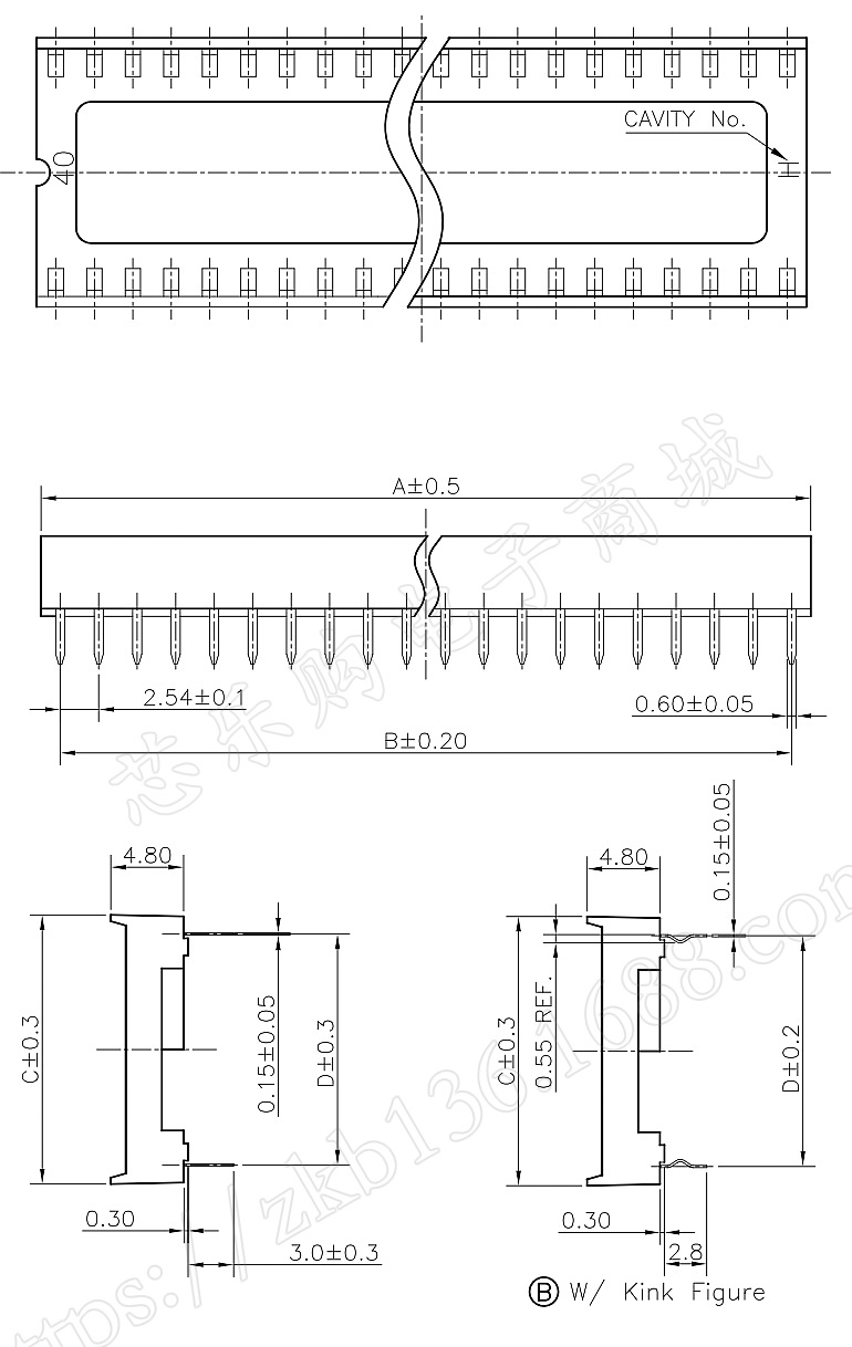 IC插座 40PIN DIP-40 2.54MM 宽体 IC座 芯片底座 1管12只 [全新]-阿里巴巴