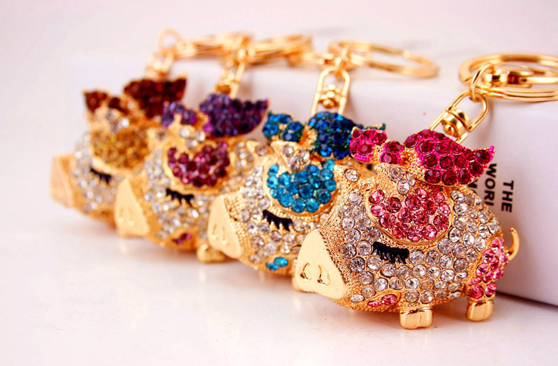 60g Weight Diamond Inlay Material Keychain Classification Alloy, Metal Material Animal, Car Pattern Unisex Gender Cute Style Coffee, Pink, Purple, Red, Blue Color Animal Car Keychain Alloy Metal Diamond Unisex Cute Keychain 2