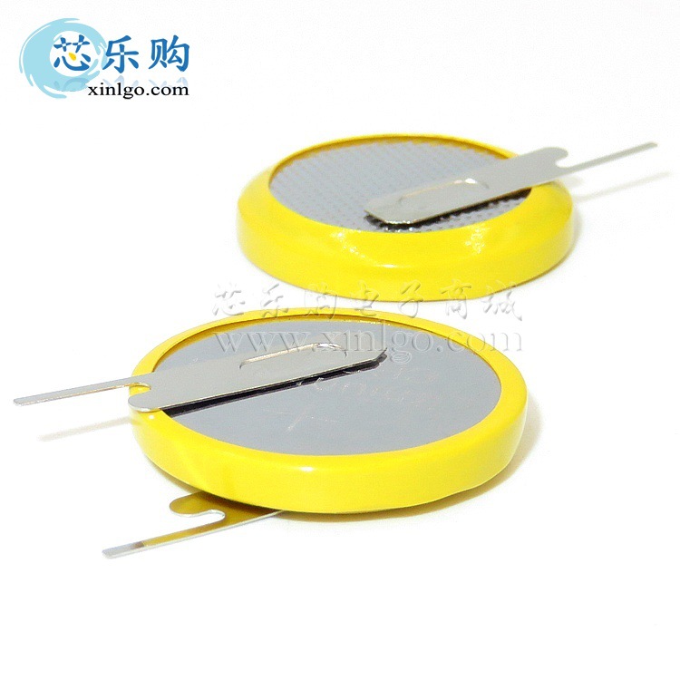 CR2032 3V 直插 侧立右刀 脚距10mm 带焊脚电池 纽扣电池