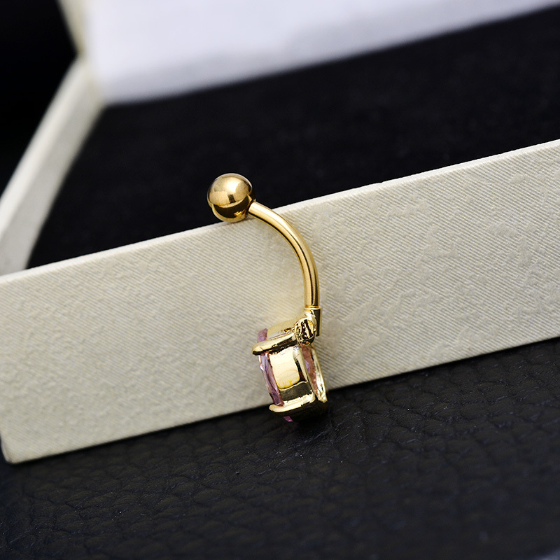 Hot Sale Medical Steel Square Round Navel Ring Belly Button Jewelry for Women detail image 9