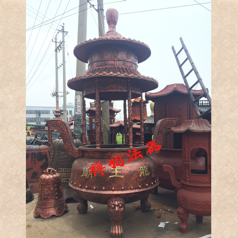 寺院宝塔、五层香炉宝鼎