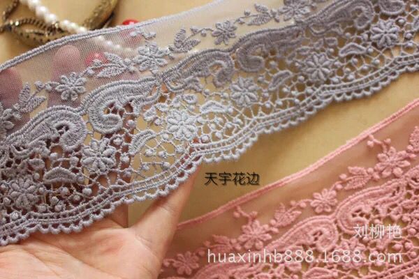 棉线网布剪网条码蕾丝花边现货供应7CM加厚双边水溶宽花边刺绣