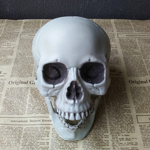 Shimmering simulated human skull model Halloween venue props Haunted house decoration horror ornaments skull