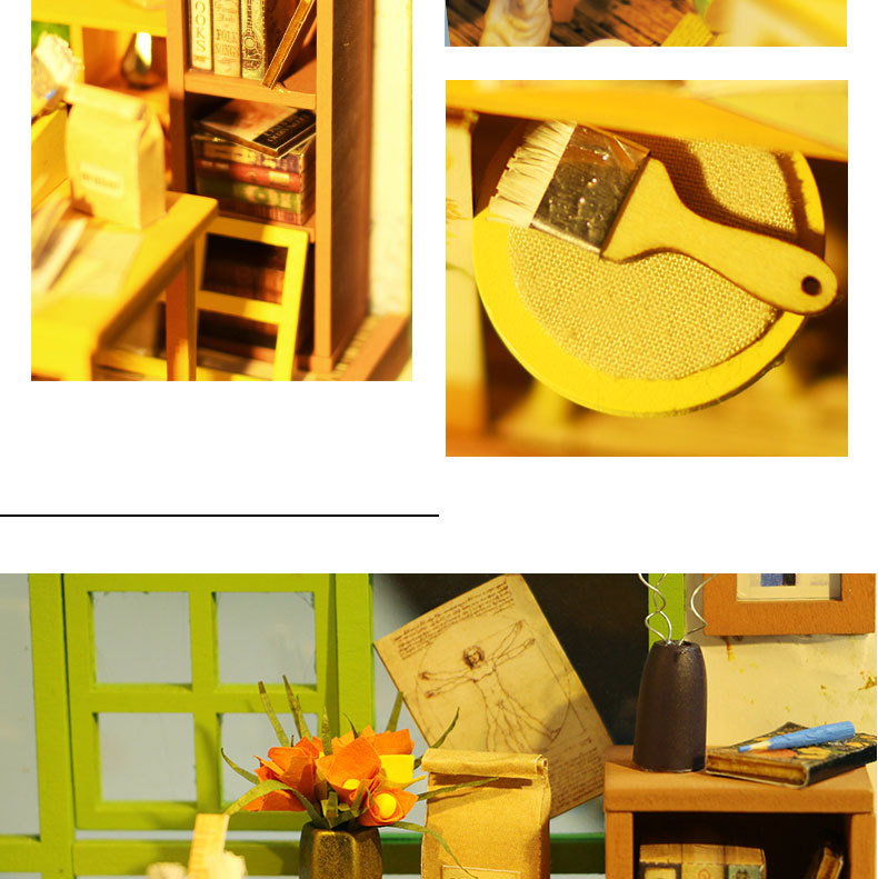 若态木质 DIY立体拼图艾达画室 玩具 生日创意礼物5