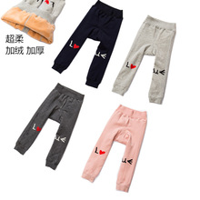 冬新款双层加绒加厚儿童打底裤宝宝卡通保暖一体大PP裤可开档批发
