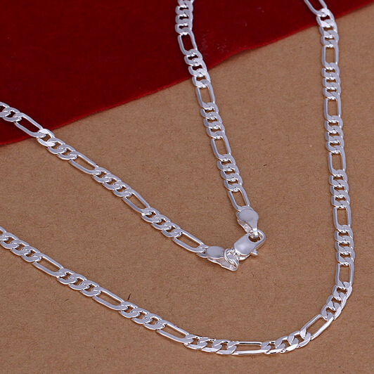 Figaro Chain Necklace For Women Silver Plated Short Collarbone_voghion.com
