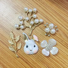 珍珠花樹葉兔子頭合金飾品發飾配件手機殼手工diy制作貼鉆材料包