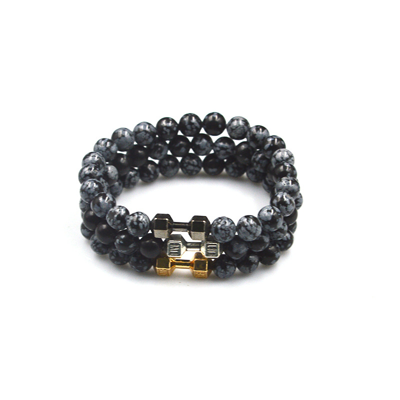 創意飾品 民族風雪花石佛珠彈性手鏈 啞鈴健身手鏈 eBay熱賣批發