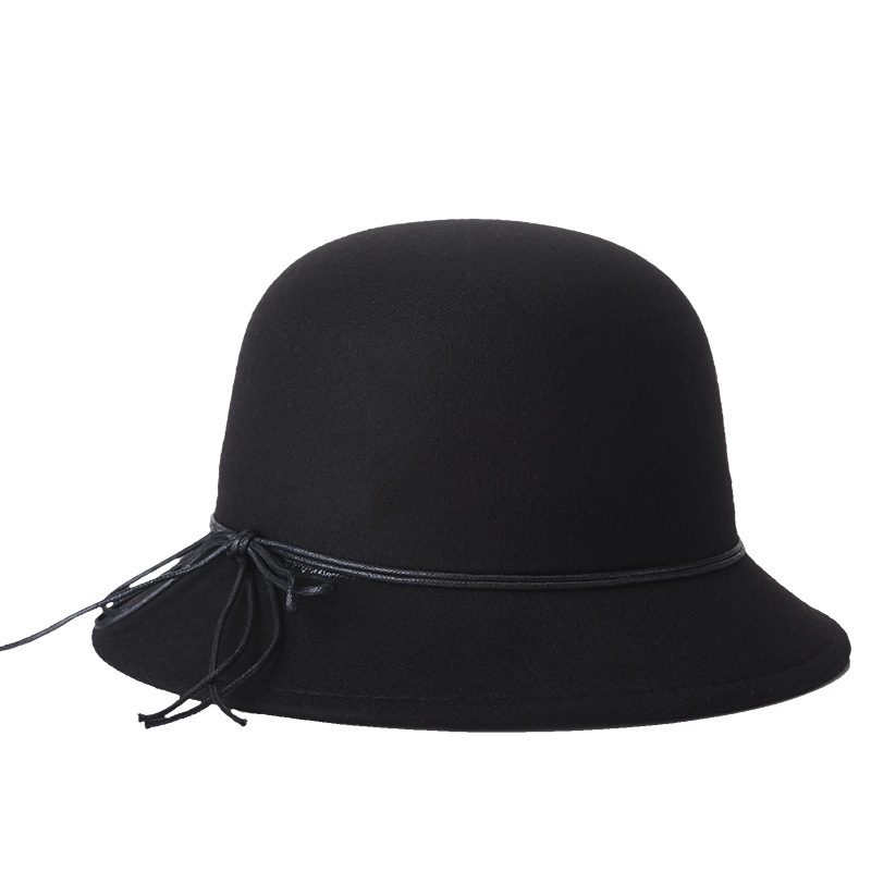 Sombrero de otoño e invierno Nueva lana simple bombín sombrero de la moda de las mujeres sombrero de la cuenca del sombrero bolsa de Venta caliente de una sola pieza de entrega
