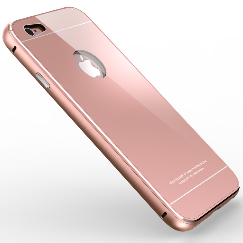 Luphie Aircraft Aluminum Metal Frame 9H Tempered Glass Back Cover Case for Apple iPhone 6S Plus