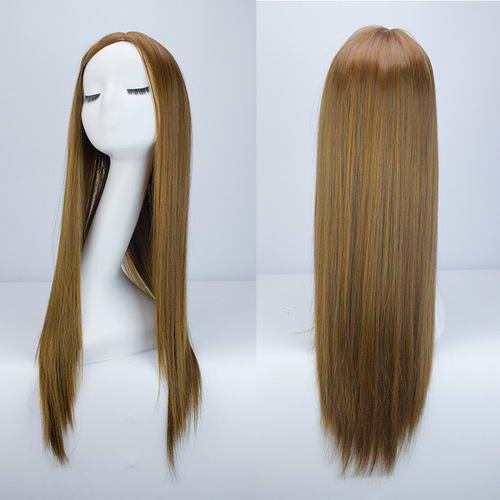 Original Host Grandmother Gray COS Female Long Straight Hair Center Part Fringe Wig Set Super Long High Temperature Silk One-Time Shipping