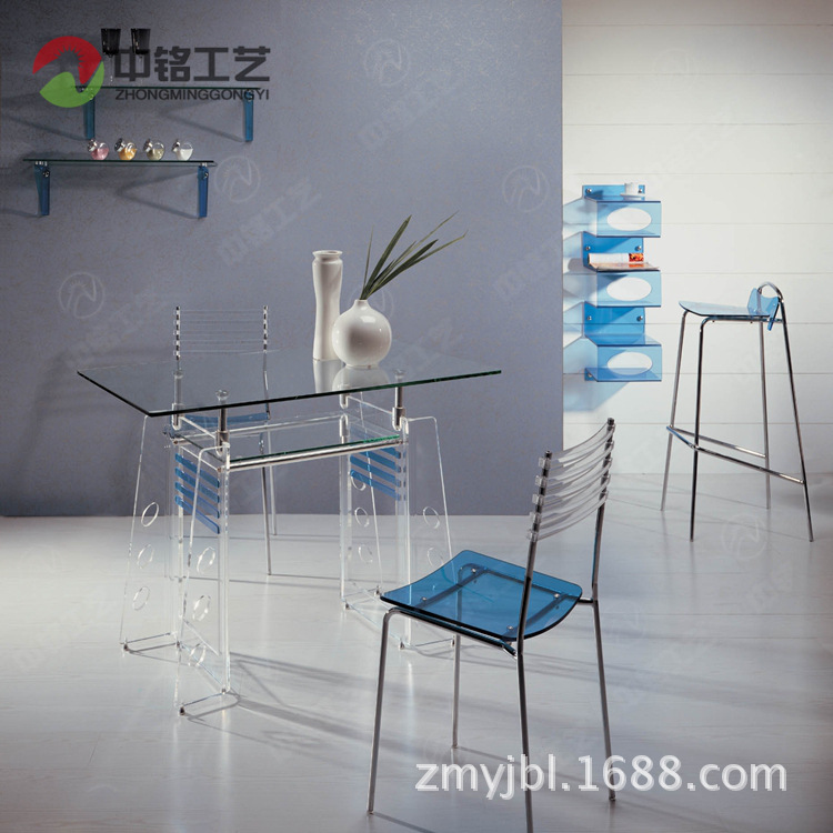 加工定制美式有机玻璃桌椅 透明创意亚克力酒店家具 高档餐桌餐椅
