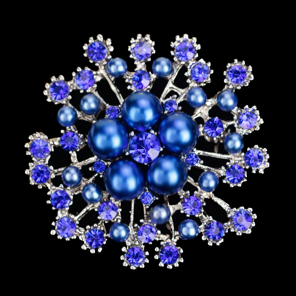 Brooch from pearl lapel pin, fashionable accessories, with snowflakes, flowered