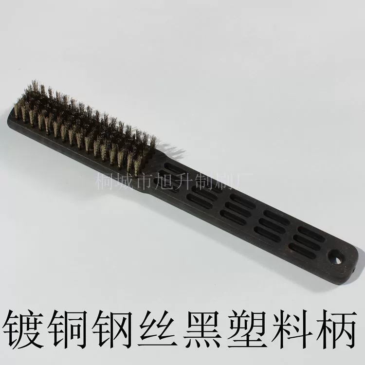 Заводская поставка 6 рядов медной стальной проволочной щетки черная пластиковая ручка щетка полировальная щетка ржавчина черная пластиковая ручка стальная проволочная щетка