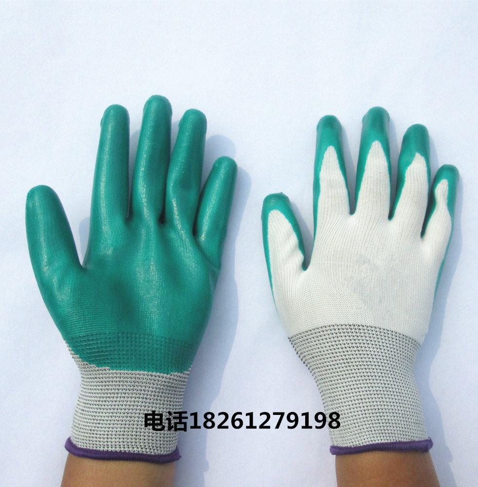 劳保防护用品棉纱手套尼龙橡胶乳胶手套加密耐磨耐腐防滑手套SC型