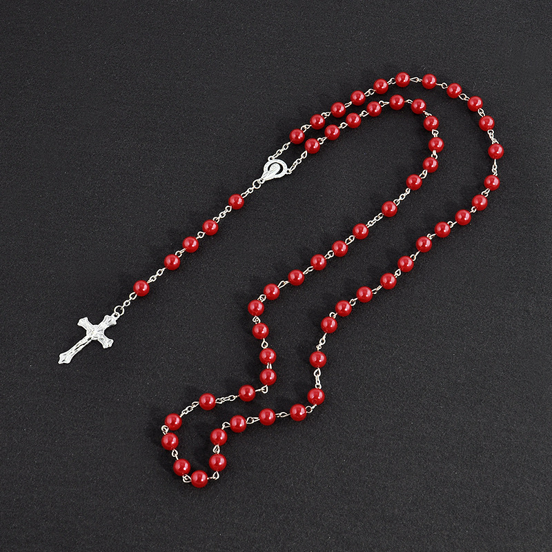 1 Piece Ethnic Style Cross Imitation Pearl Alloy Plating Unisex Necklace display picture 2