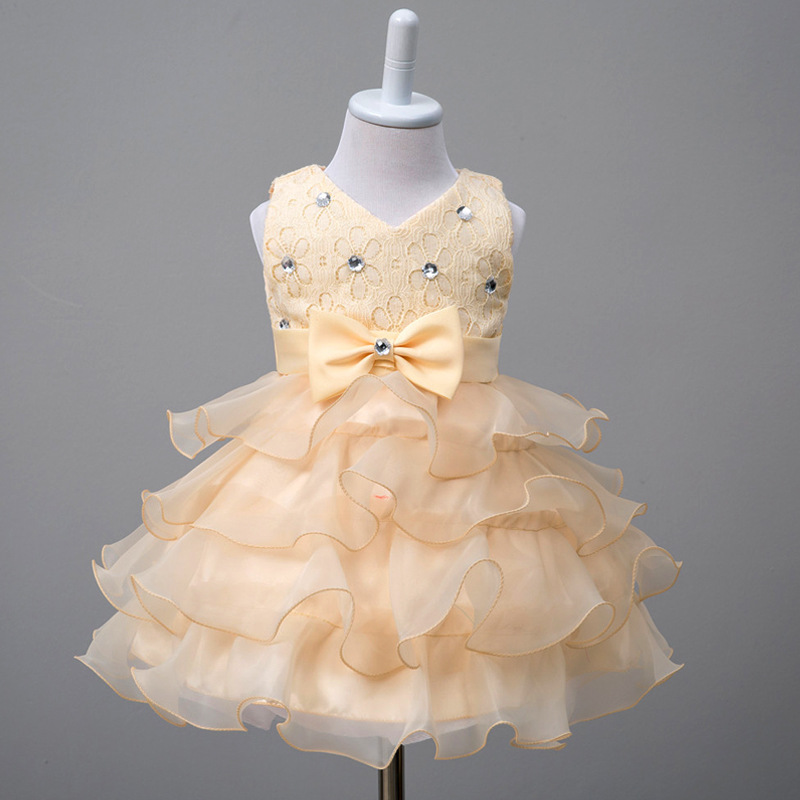 欧美童装花朵女童连衣裙儿童礼服婚纱花童公主裙子一件代发批发网