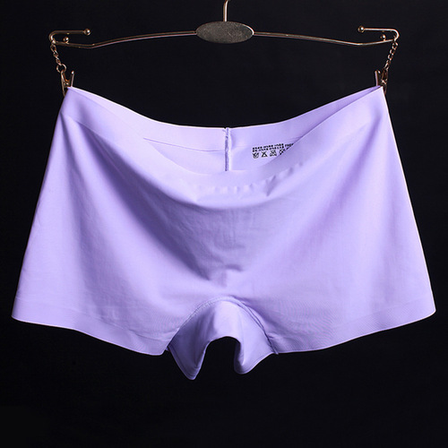 Summer new style ice silk women's breathable boxer briefs solid color cotton file anti-exposure safety pants for women