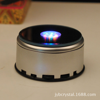 3D水晶內雕旋轉七彩發光水晶底座 MP3音樂帶卡 LED音樂燈座