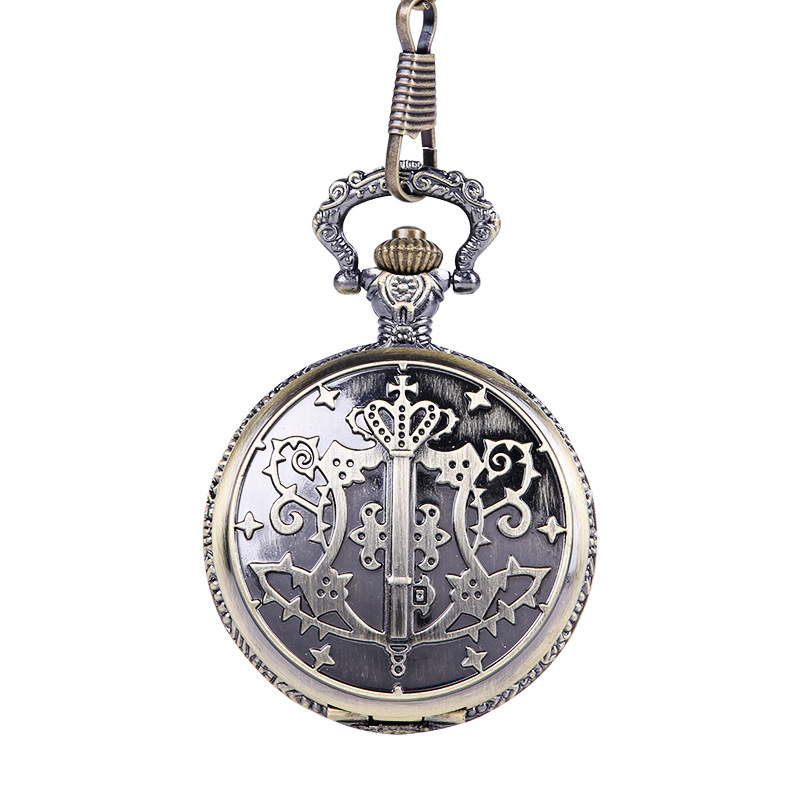 古铜色魔法盾牌复古怀表 大号魔法学院浮雕魔法棒怀表厂家批发