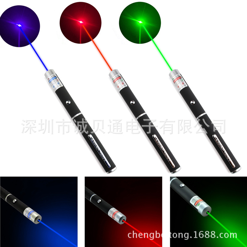 跨境专用三色激光笔5mw红光蓝紫光绿光一捆教鞭笔售楼笔厂家批发