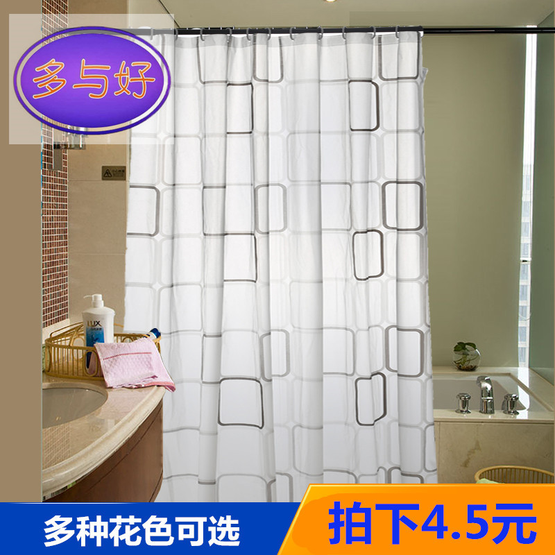 Factory wholesale PEVA Shower Curtains door curtain Square Bright Hooks fashion Bathroom curtain 9