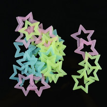 廠家直銷跨境電商亞馬遜熱賣3D發光夜光星星鏤空彩色立體熒光牆貼