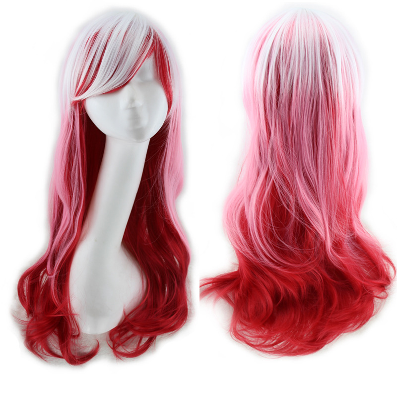 Peluca de pelo sintético Moda Anime Cosplay Fibra química Hermoso Largo Ondulado_voghion.com