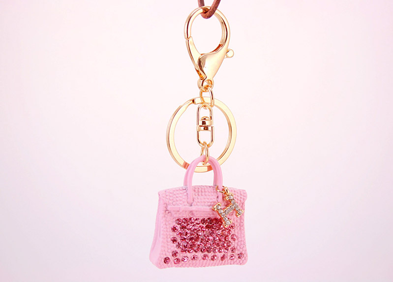 Cute Diamond-studded Portable Bag Car Ladies Metal Pendant Keychain display picture 6
